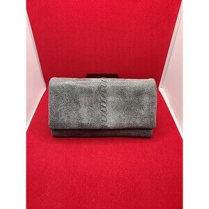 Hobo Keen Trifold with a wristlet strap Wallet/Metallic Leather/pearled silver